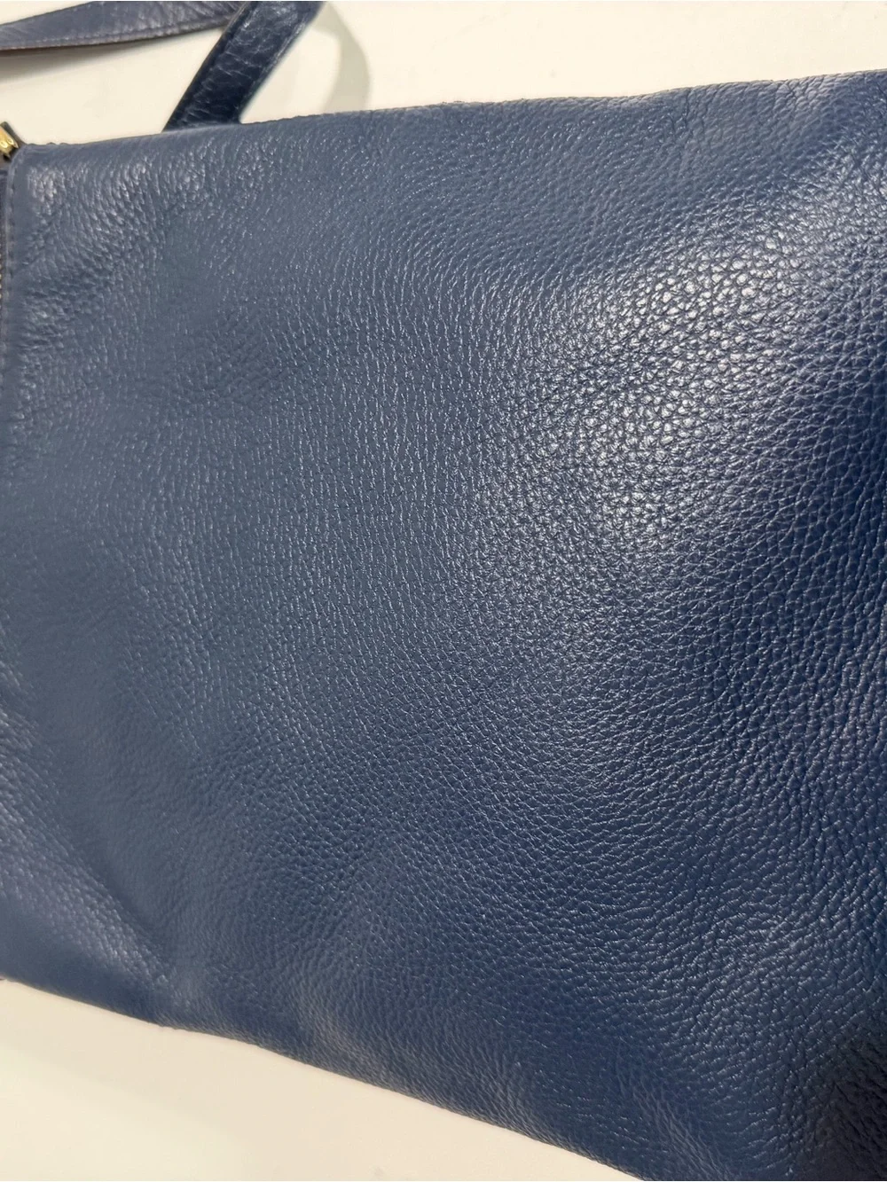 Michael Kors Navy Leather Tassel Drawstring Crossbody
